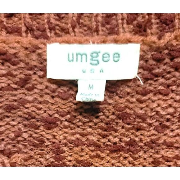 Umgee Frayed Vee Neck Oversized Knit Sweater - Size M - Picture 10 of 12